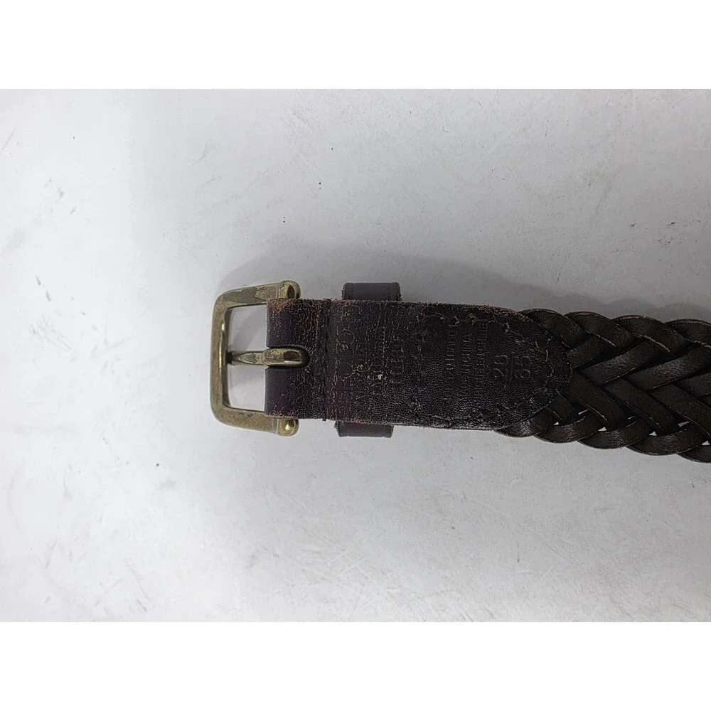 Vtg Polo Ralph Lauren Belt Size 26 Braided Woven Brown Leather Brass Buckle GUC